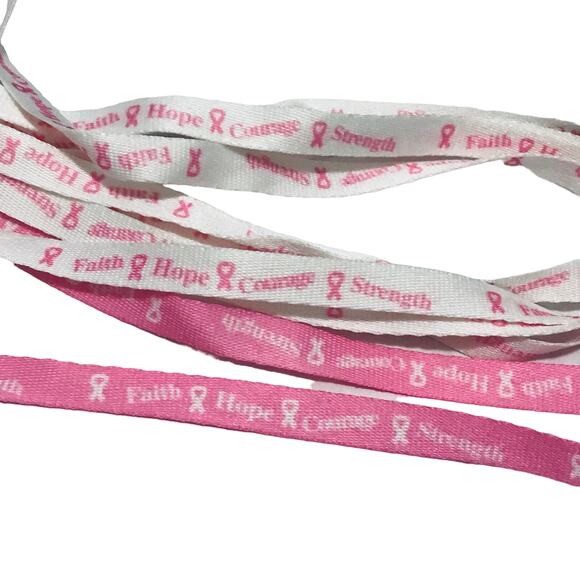 Pink Ribbon Faith, Hope, Courage, Strength Shoelaces (2 Sets) - Picture 2 of 2